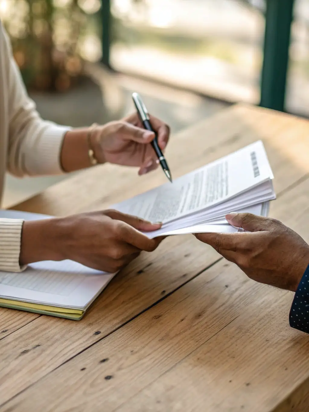 A closing scene with keys being exchanged and documents signed, representing the final transaction phase.